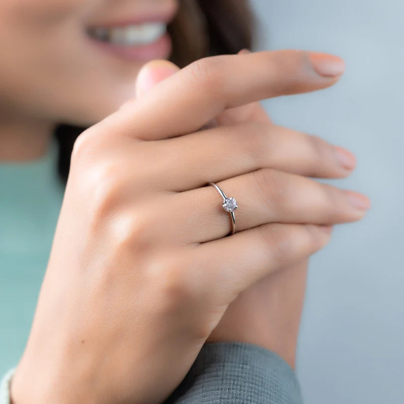 Earth Mined Pink Round Brilliant Cut Diamond Ring For Her