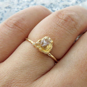 Natural Raw Citrine Solitaire Ring