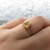 Natural Raw Citrine Solitaire Ring