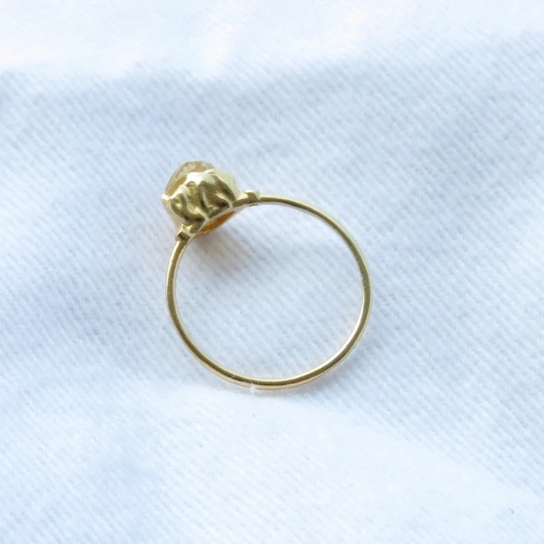 Natural Raw Citrine Solitaire Ring