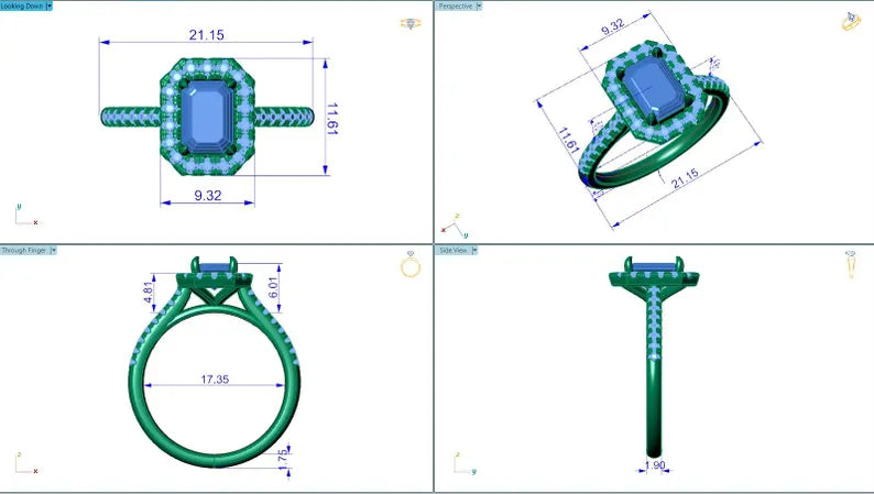 Lab Grown Diamond 1.50 CTW Emerald Cut Engagement Halo Ring, Solitaire Ring, IGI Certified 0.5 - 4 CTW Diamond, 14k Gold Jewelry