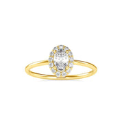 0.4 CTW Oval Halo Solitaire Diamond Ring, Minimal Ring, Lab Grown Diamond Jewelry, 14k Solid Gold Ring - Gift for Her