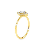 Minimal Round Solitaire Halo Lab Grown Diamond Ring, 0.65 TCW, 14k Solid Gold Jewelry - Gift for Her