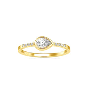 Horizontal 0.35 CWT Pear Solitaire Lab Grown Diamond Ring, 14k Solid Gold Jewelry, Promise Ring - Gift for Her