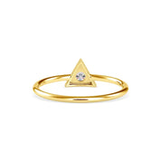 Geometric Triangle 14k Solid Gold Ring, Round Diamond Ring, Lab Grown Diamond - Minimal Jewelry