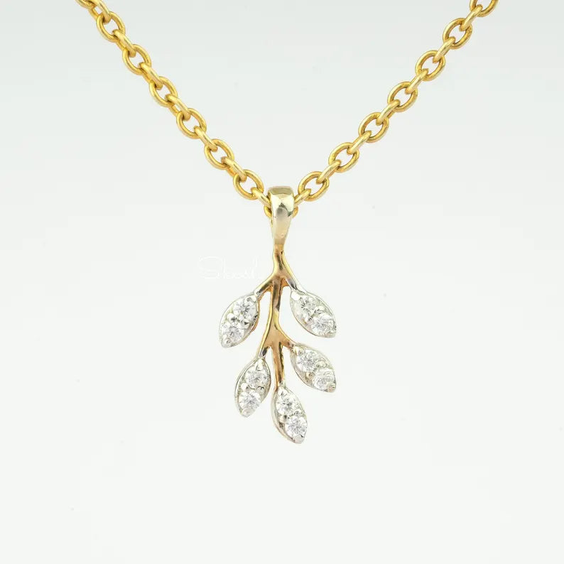 Leaf Diamond Charm Pendant