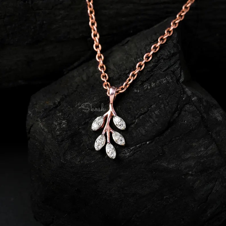 Leaf Diamond Charm Pendant