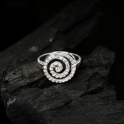 Round Spiral Diamond Statement Ring