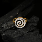 Round Spiral Diamond Statement Ring