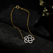 Heart Flower Diamond Chain Bracelet, 14k Solid Gold Lab Grown Diamond Minimal Jewelry