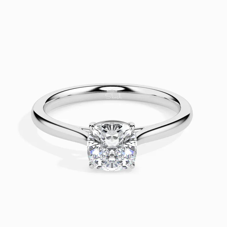 2 Carats Square Cushion Cut Lab Grown Diamond Solitaire Wedding Ring