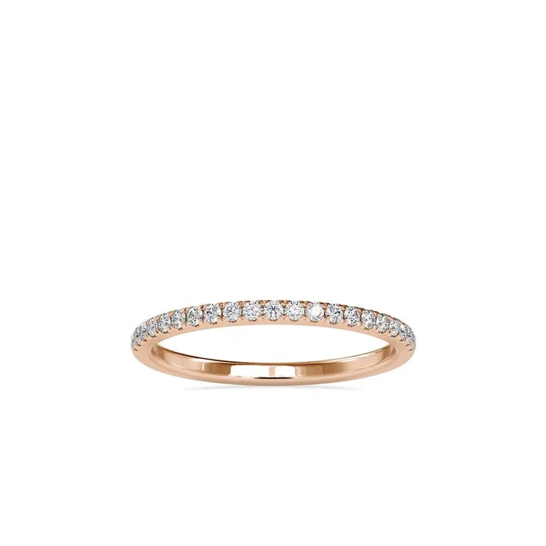 Round Lab Grown Diamond Minimal Stacking Ring, 0.2 TCW, 14k Solid Gold Jewelry, Stacking Wedding Band in Pave Setting