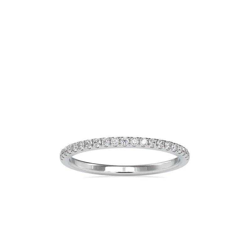 Round Lab Grown Diamond Minimal Stacking Ring, 0.2 TCW, 14k Solid Gold Jewelry, Stacking Wedding Band in Pave Setting