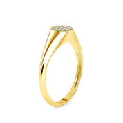 Lab Grown Diamond Signet Gold Ring, Statement Ring, VVS Diamonds, 14k Solid Gold Jewelry, Gift for Her)