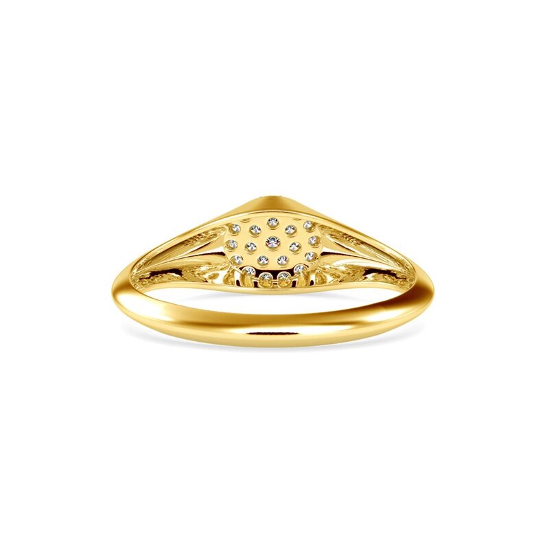 Lab Grown Diamond Signet Gold Ring, Statement Ring, VVS Diamonds, 14k Solid Gold Jewelry, Gift for Her)