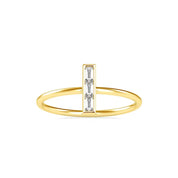 14k Solid Gold Diamond Bar Ring, Baguette Diamond Ring, Lab Grown Diamond Jewelry, Geometric Ring - Gift for Her