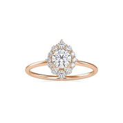 Minimal Round Solitaire Halo Lab Grown Diamond Ring, 0.65 TCW, 14k Solid Gold Jewelry - Gift for Her