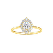 Minimal Round Solitaire Halo Lab Grown Diamond Ring, 0.65 TCW, 14k Solid Gold Jewelry - Gift for Her