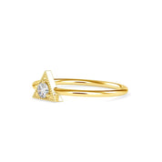 Geometric Triangle 14k Solid Gold Ring, Round Diamond Ring, Lab Grown Diamond - Minimal Jewelry