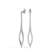 Long Drop Bridal Diamond Dangle Statement Earrings
