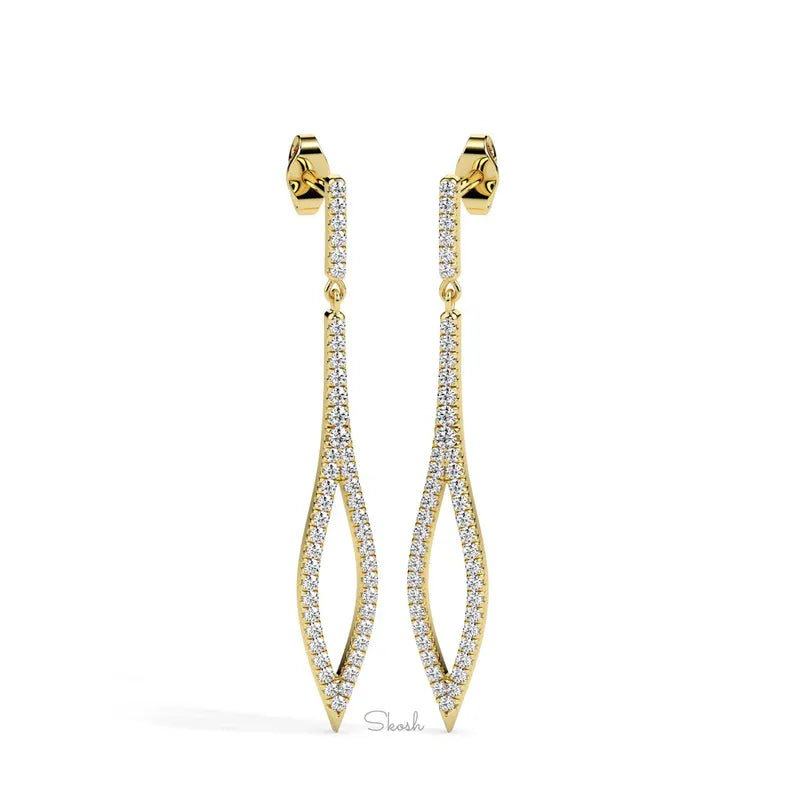 Long Drop Bridal Diamond Dangle Statement Earrings