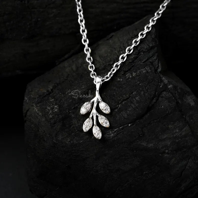 Leaf Diamond Charm Pendant