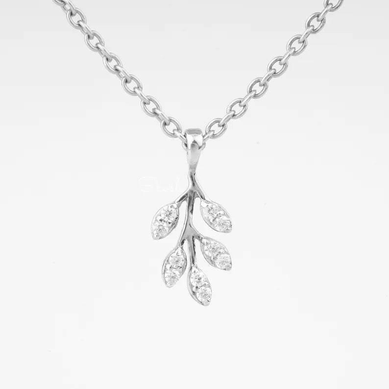 Leaf Diamond Charm Pendant