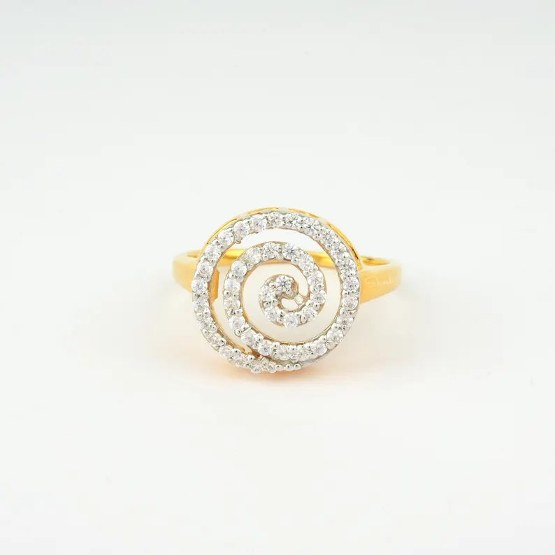 Round Spiral Diamond Statement Ring