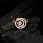 Round Spiral Diamond Statement Ring