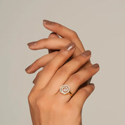 Round Spiral Diamond Statement Ring