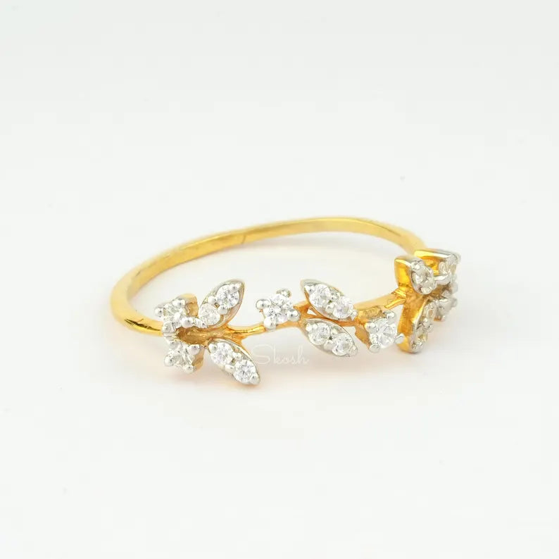 Minimal Butterfly Lab Grown Diamond Stacking Ring, 0.25 TCW, 14k Solid Gold Jewelry, Everyday Wear Ring