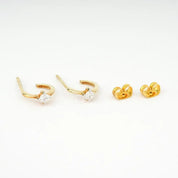 Solitaire Diamond Huggie Hoop Earrings, Small Lab Grown Diamond Hoop Earrings, 14k Solid Gold Delicate Jewelry