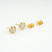 Dainty Lab Grown Diamond Stud Earrings, Floral Diamond Studs, 14k Solid Gold Minimal Jewelry, Everyday Wear