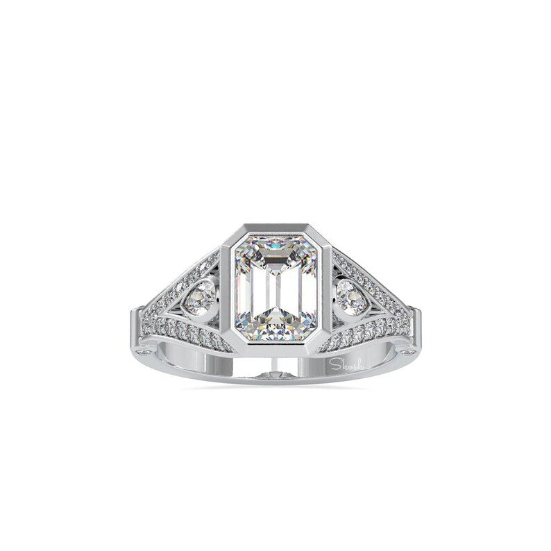 IGI Certified 1.4 CTW Emerald Cut Lab Grown Diamond Solitaire Engagement Ring, Wedding Ring, 14K Solid Gold Jewelry