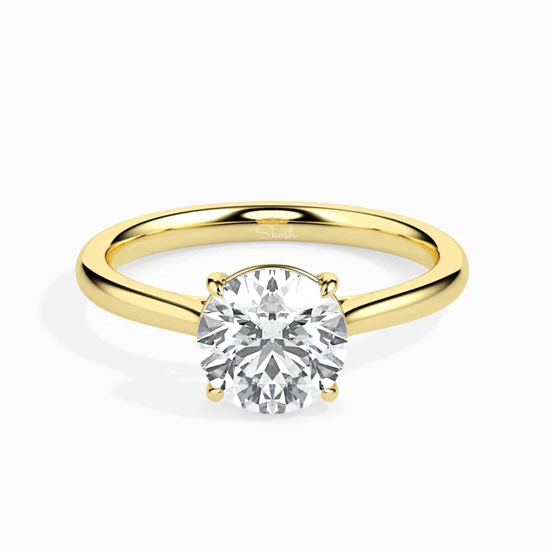 IGI Certified 1.50 TCW Round Lab Grown Diamond Solitaire Wedding Ring, 0.5 - 4 CTW Diamond, Classic Engagement Ring, 14k Gold Jewelry