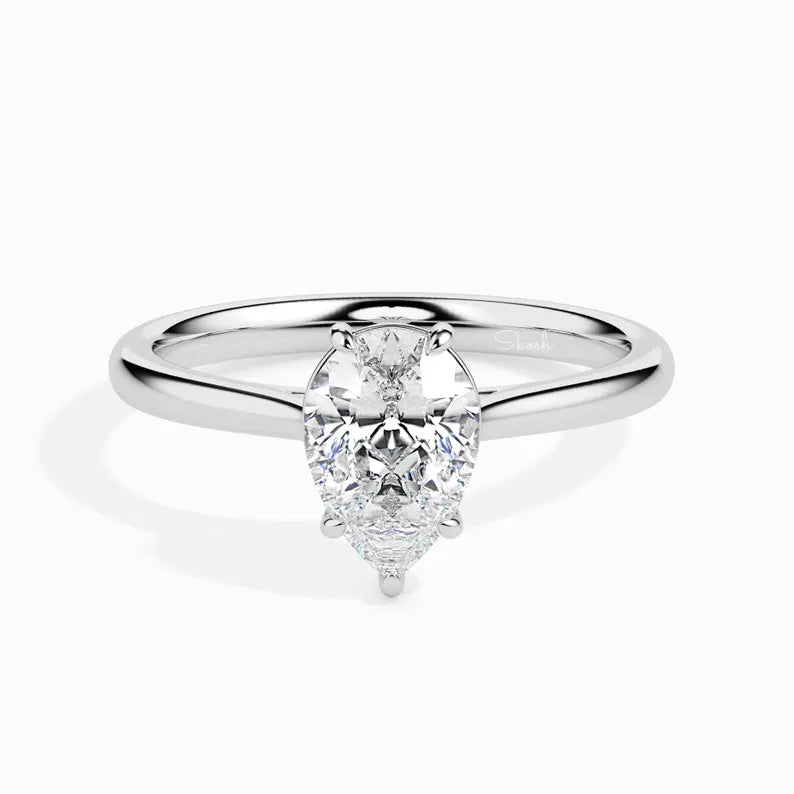 Lab Grown Diamond Solitaire Ring, IGI Certified 1.50 TCW Pear Cut Wedding Ring, E/VVS2 0.50 - 4 CTW Diamond, Engagement Ring