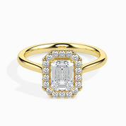 1.50 CTW Emerald Cut Engagement Halo Ring, Lab Grown Diamond Solitaire Ring, IGI Certified 0.5 - 4 CTW Diamond, 14k Gold Jewelry