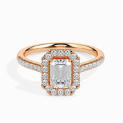 Lab Grown Diamond 1.50 CTW Emerald Cut Engagement Halo Ring, Solitaire Ring, IGI Certified 0.5 - 4 CTW Diamond, 14k Gold Jewelry