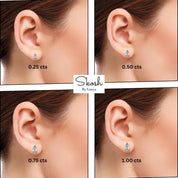 1 Ct to 6 Carats Diamond Pear Cut Shape Lab Grown Diamond Solitaire Stud Earrings