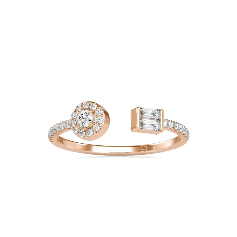 Double Diamond Open Cuff Ring