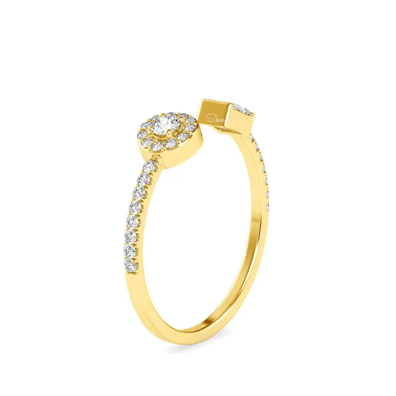 Double Diamond Open Cuff Ring