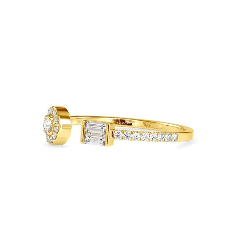 Double Diamond Open Cuff Ring