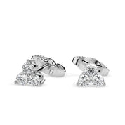 0.44 TCW Round Cut Lab Grown Diamond Three Stone Stud Earrings