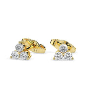 0.44 TCW Round Cut Lab Grown Diamond Three Stone Stud Earrings
