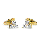 0.44 TCW Round Cut Lab Grown Diamond Three Stone Stud Earrings