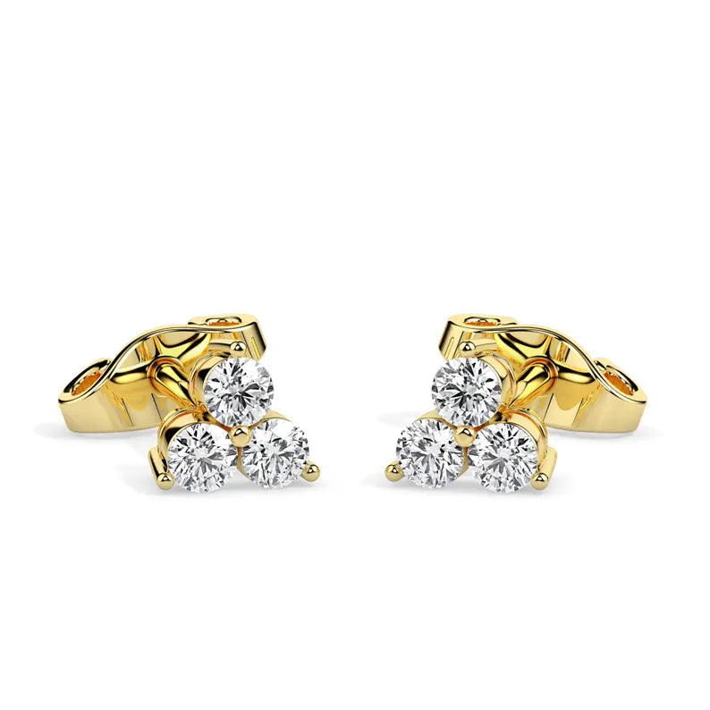 0.44 TCW Round Cut Lab Grown Diamond Three Stone Stud Earrings