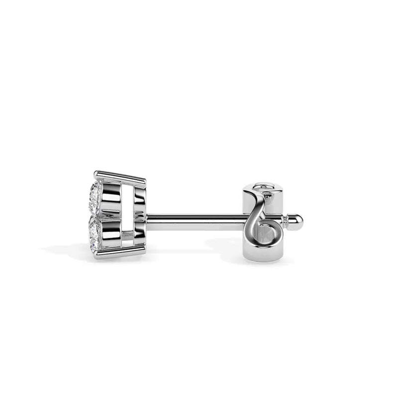 0.44 TCW Round Cut Lab Grown Diamond Three Stone Stud Earrings