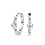 Small Hoop Round Cut Solitaire Diamond Earrings
