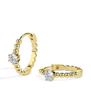 Small Hoop Round Cut Solitaire Diamond Earrings