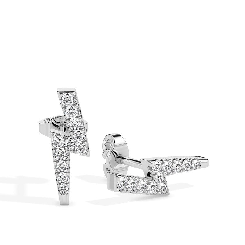 Lighting Bolt Diamond Stud Earrings